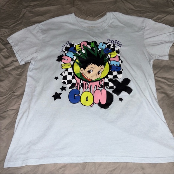 hunter hunter Tops - Hunter X Hunter Anime light Blue Large short sleeve tee